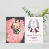 Bloraler Western Horseshoe Quinceanera Save The Date (Stehend Vorderseite)