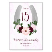 Bloraler Western Horseshoe Quinceanera Tischnummer (Vorderseite)