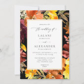 Bloralhochzeit von Orange & Yellow Fall - 3 Black Einladung (Vorderseite)