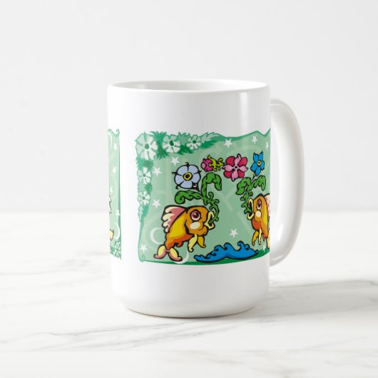 Blorfische Fische mit Blume Kaffeetasse (VorderseiteRechts)