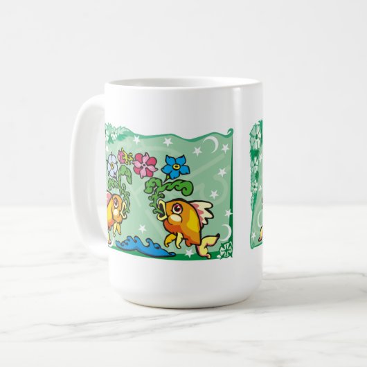 Blorfische Fische mit Blume Kaffeetasse (Vorderseite Links)