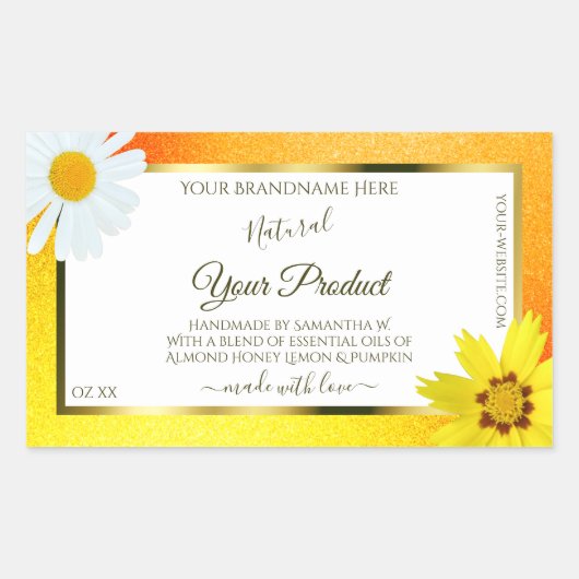 Blorgelb-orangefarbener Glitzer Rechteckiger Aufkleber (Vorderseite)