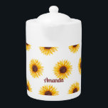 Blorgelbe Sonnenblumenfeder<br><div class="desc">Blumentopf in Gelb Weiß mit elegantem Sonnenblumenmuster. Mit dieser Vorlage können Sie Text ändern</div>