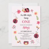 Blorrosa Unser kleiner Ladybug 1. Geburtstag Einladung (Vorderseite)