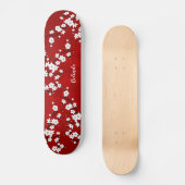 Blorrotes Weißes Kirschblossom Monogramm Skateboard (Vorderseite)