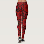 Bloß rote schwarze geometrische Design kühne kitty Leggings (Rückseite)