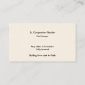 Bloße hölzerne Dachbinder Visitenkarte (Rückseite)