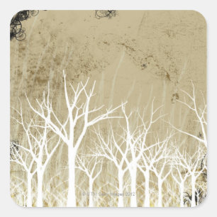 Bloße Winter-Bäume Quadratischer Aufkleber