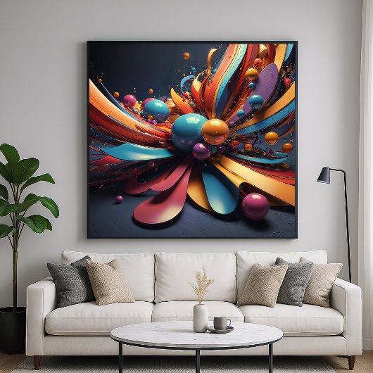 Blossom - Abstrakter 3D-Rendering-Kunststil Poster