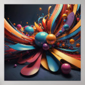 Blossom - Abstrakter 3D-Rendering-Kunststil Poster (Vorne)
