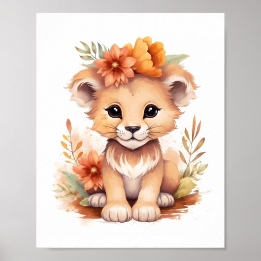Blossom Adorned Lion Cub Kinderzimmer Poster (Vorne)