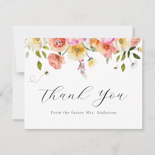 Blossom and Honey Thank You  Note Card Dankeskarte (Vorderseite)