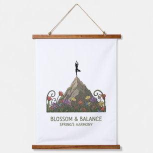 Blossom & Balance Yoga Baumpose Frühlingsharmoni Wandteppich Mit Holzrahmen