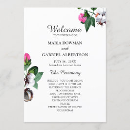 Blossom Baumwolle Blume. Botanische Hochzeit Programm