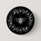Blossom Bee Wreath in Weiß Button (Vorderseite)