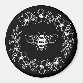 Blossom Bee Wreath in Weiß Magnet