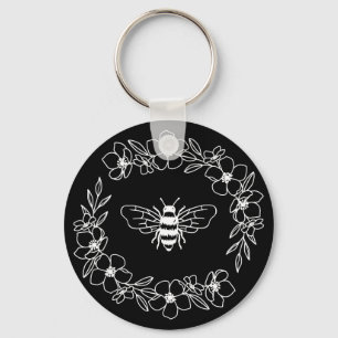 Blossom Bee Wreath in Weiß Schlüsselanhänger