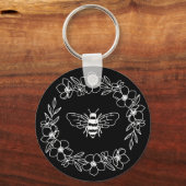 Blossom Bee Wreath in Weiß Schlüsselanhänger (Vorderseite)