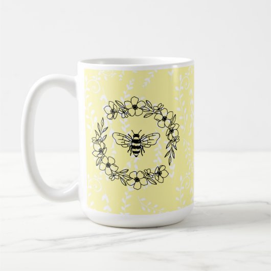 Blossom Bee Wreath Yellow Floral Kaffeetasse (Links)