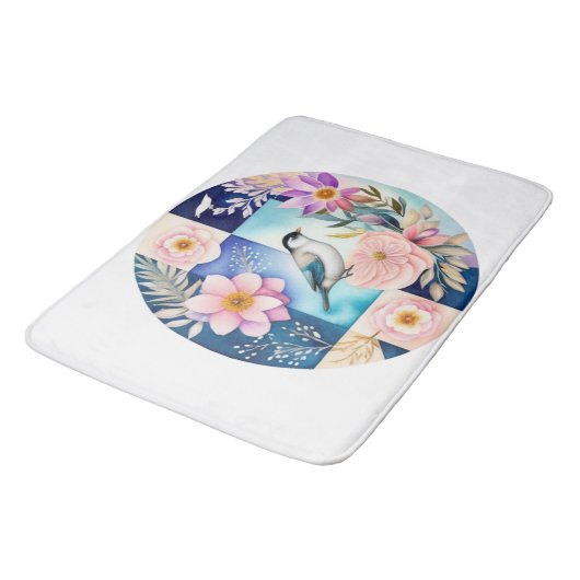 Blossom & Bird  Badematte (Schrägansicht)