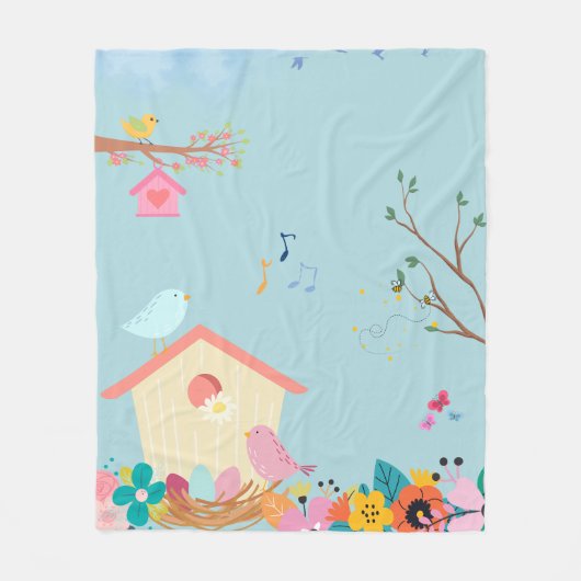 Blossom Birdhouse Fleece Blanket (Vorderseite)