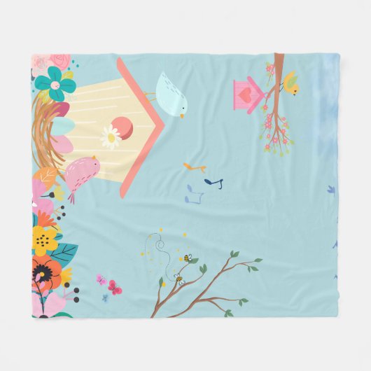 Blossom Birdhouse Fleece Blanket (Vorderseite (Horizontal))