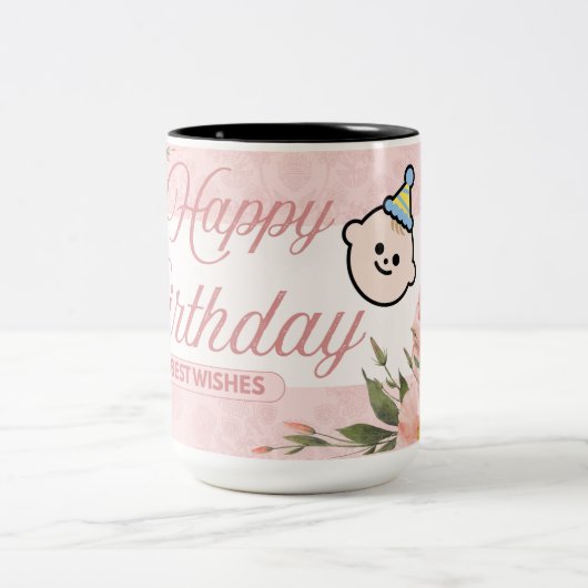 Blossom Birthday Zweifarbige Tasse (Mittel)