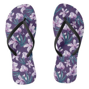 Blossom Bliss auf dunklem Lila Badesandalen