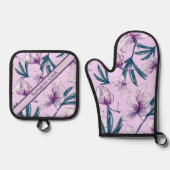 Blossom Bliss auf weich Lila Ofenhandschuh & Topflappen-Set (Vorderseite)