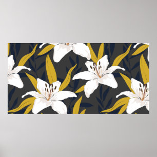 Blossom Blumenmuster nahtlos Muster. Lily-Blume mi Poster
