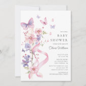 Blossom & Bow Butterfly Babydusche Einladung (Vorderseite)
