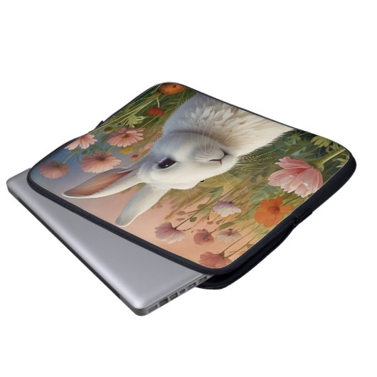 Blossom Bunny & Carrot Patch Electronics Bag Laptopschutzhülle (Vorne Knopf)