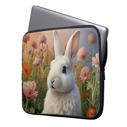 Blossom Bunny & Carrot Patch Electronics Bag Laptopschutzhülle (Vorderseite Links)