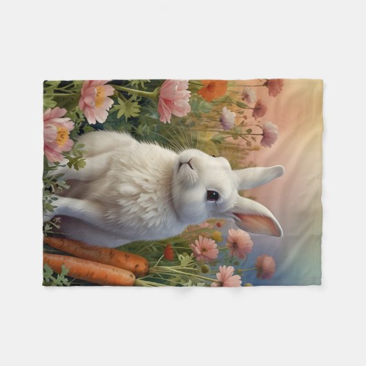 Blossom Bunny & Carrot Patch Fleecedecke (Vorderseite (Horizontal))