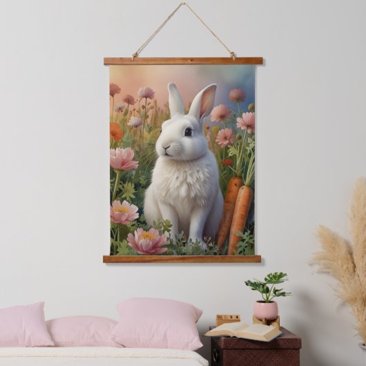Blossom Bunny & Carrot Patch Tapestry Wandteppich Mit Holzrahmen (Schlafzimmer)