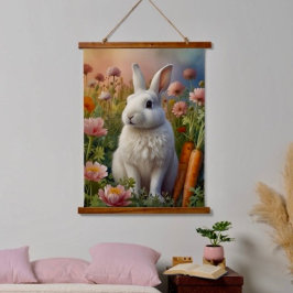 Blossom Bunny & Carrot Patch Tapestry Wandteppich Mit Holzrahmen