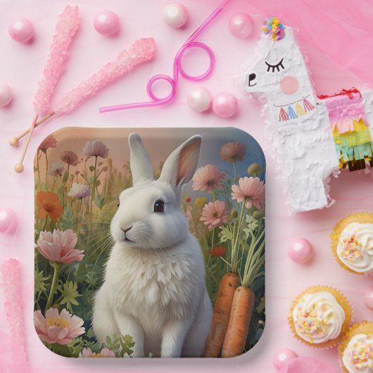 Blossom Bunny & Carrot Pflaster Papierplatte Pappteller (Party)