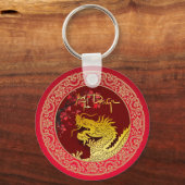 Blossom Chinesischer Drache Jahr Papier geschnitte Schlüsselanhänger (Vorderseite)