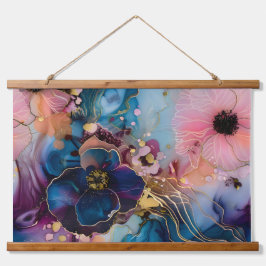 Blossom-Couture Botanical Wandteppich Mit Holzrahmen