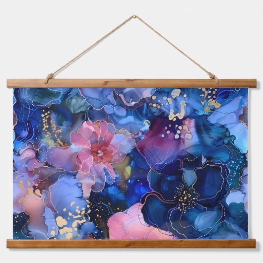 Blossom-Couture Botanical Wandteppich Mit Holzrahmen (Vorne)