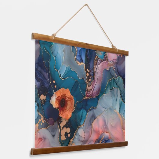 Blossom-Couture Botanical Wandteppich Mit Holzrahmen (Gewinkelt)