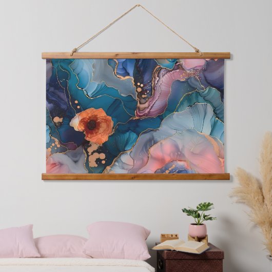 Blossom-Couture Botanical Wandteppich Mit Holzrahmen (Schlafzimmer)