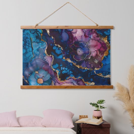 Blossom-Couture Botanical Wandteppich Mit Holzrahmen (Schlafzimmer)
