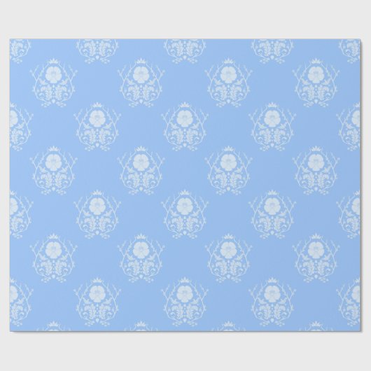 Blossom Damask (hellblau) Geschenkpapier (Flach)