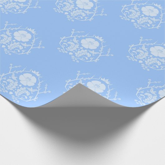 Blossom Damask (hellblau) Geschenkpapier (Ecke)