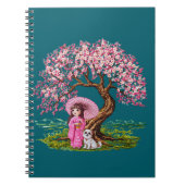 Blossom Dreams: Kimono Girl & Puppy Notizblock (Vorderseite)