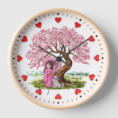 Blossom Dreams: Kimono Girl & Puppy Uhr (Vorderseite)