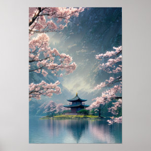 Blossom Dreams, Tempel am Fluss Poster