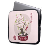 Blossom floral bonsai Vogel Asiatische Grafik Desi Laptopschutzhülle (Vorderseite Links)