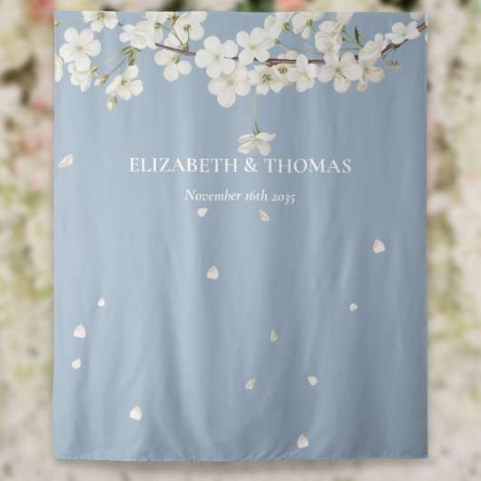 Blossom floral Dusty Blue Wedding Foto Hintergrund Wandteppich